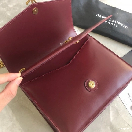 YSL BURGUNDY IN LEATHER SULPICE CHAIN MEDIUM BAG 0820